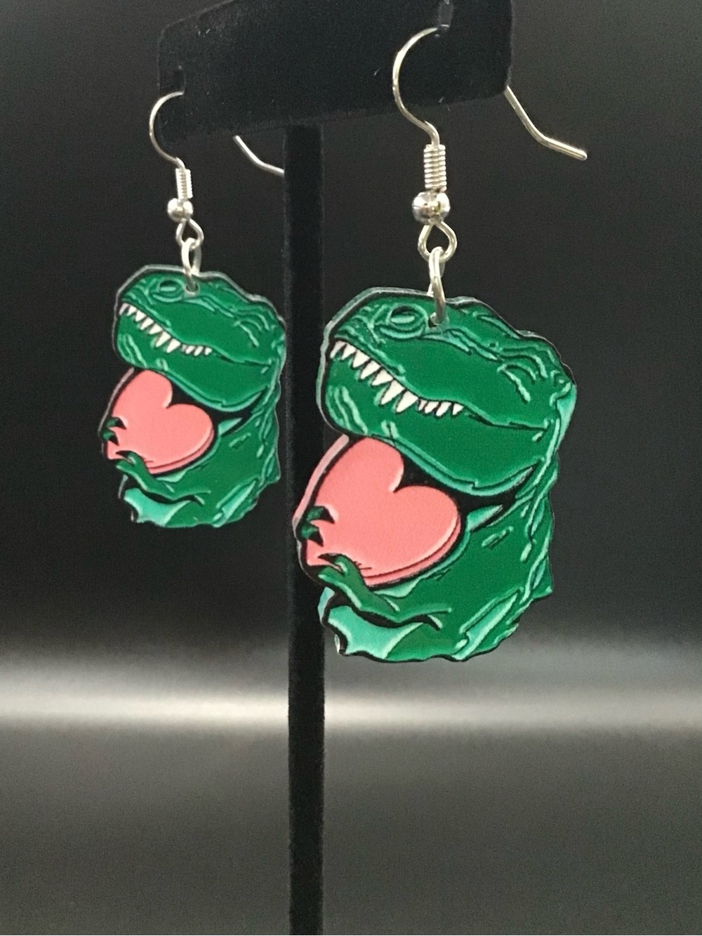 Dinosaur Heart Earrings